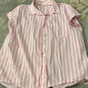 Sew In Love Pink and White Stripe Button Down Shirt